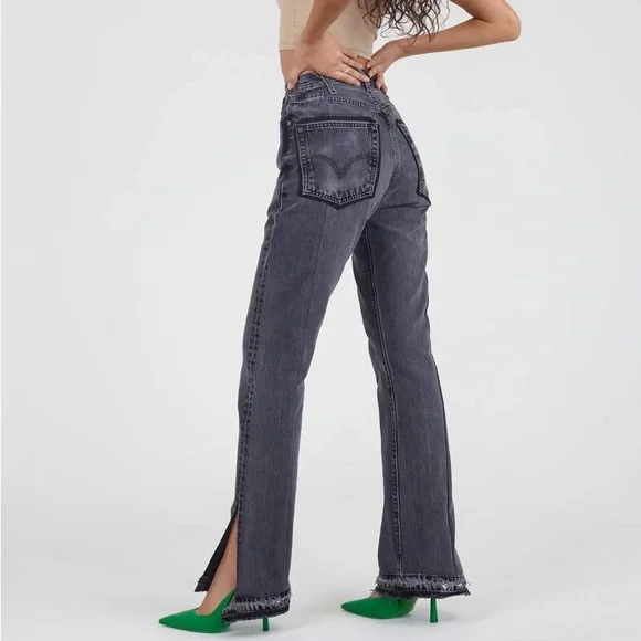 EB Denim Black Vintage Reconstructed Unraveled Jean